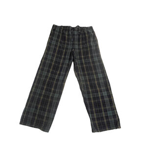 Merona Pajama Pants Mens Size M 32/34 Blue Green Yellow Plaid Flannel Sleepwear
